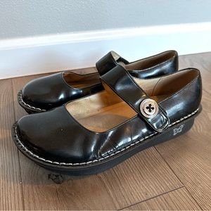 Alegria Paloma Black Shimmer Patent Mary Jane Shoes Size 41, 11 US Women’s
